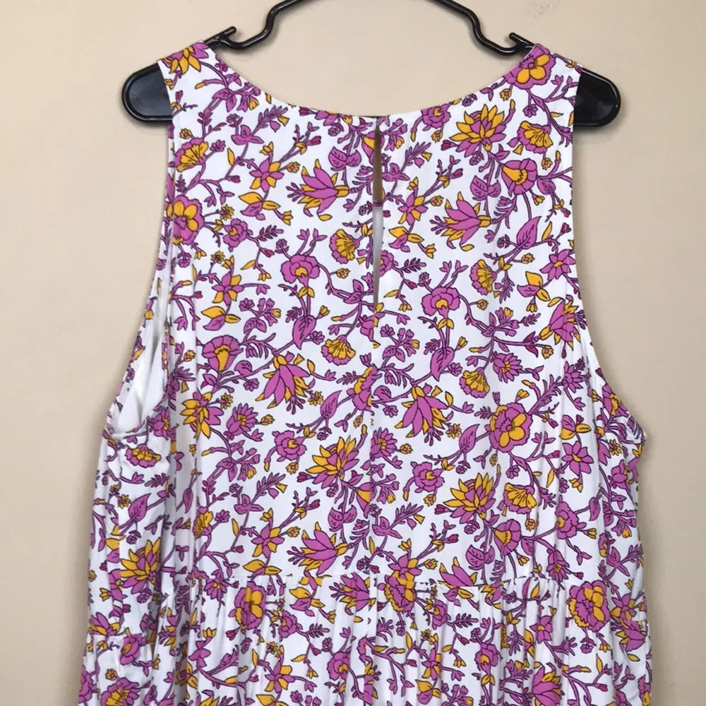 Old Navy Women’s Boho Floral Print Defined Waist Tiered Bottom Tank Dress - Image 5