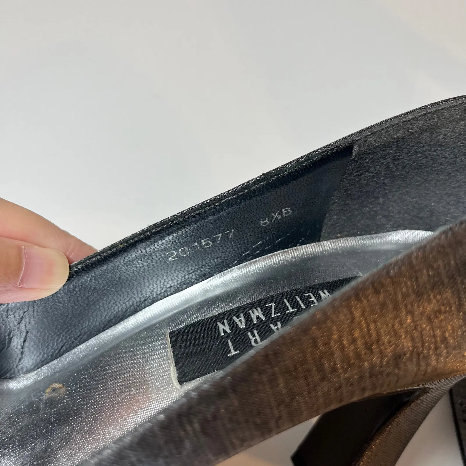 Stuart Weitzman Square Toe Pumps Silver Metallic Size‎ 8.5 Formal Wedding Bride - Image 3