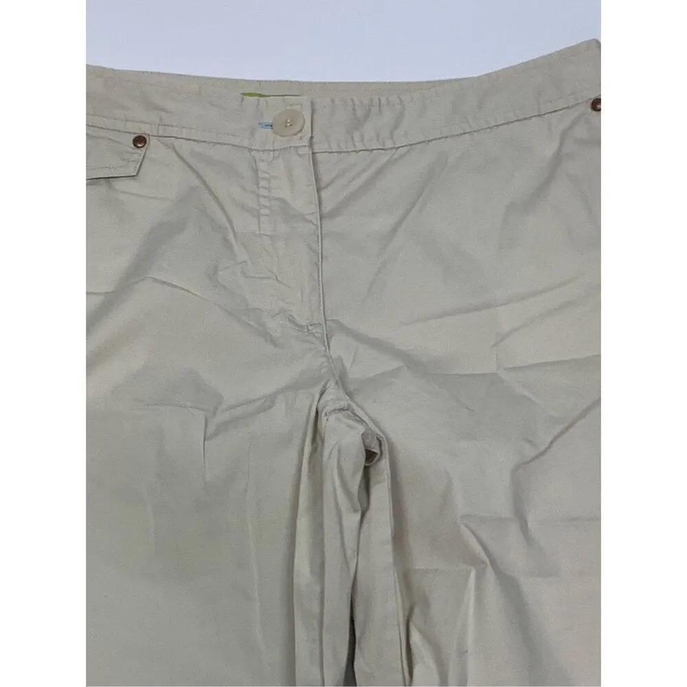 Sigrid Olsen Women's Ankle Length High Rise Wide Leg Pants Beige Size 8 - Image 4