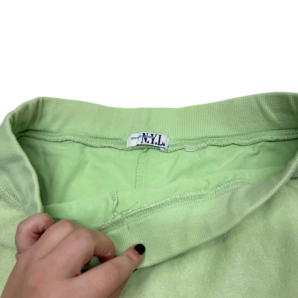 Y2K N.Y.L Terry cloth mini skirt Green Size L - Image 4