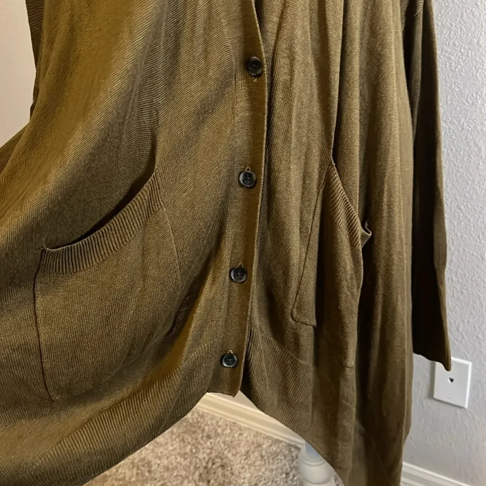 Silence + Noise Open Front Cardigan Olive/Brown Size Small - Image 5
