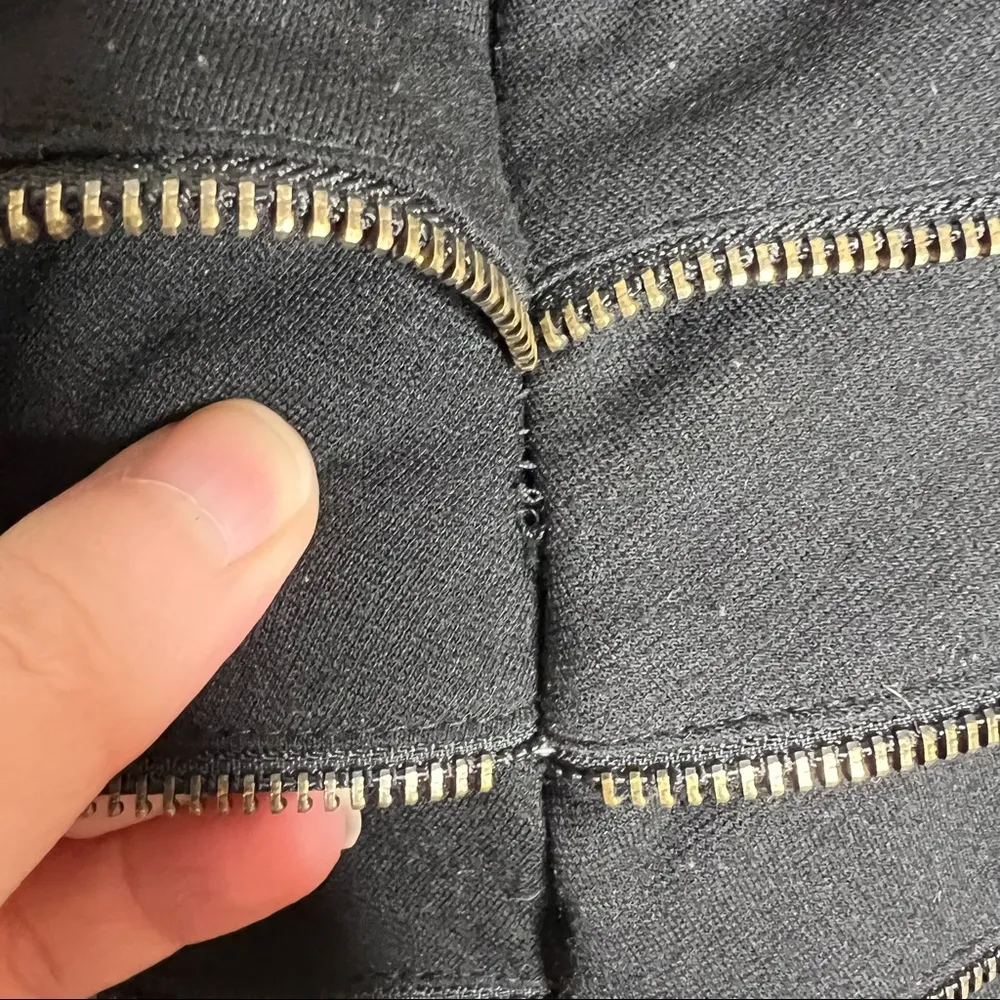 Aryn K. Zipper teeth medium Skirt Ruffle Trim Ponte Mini Skirt Black unique - Image 11