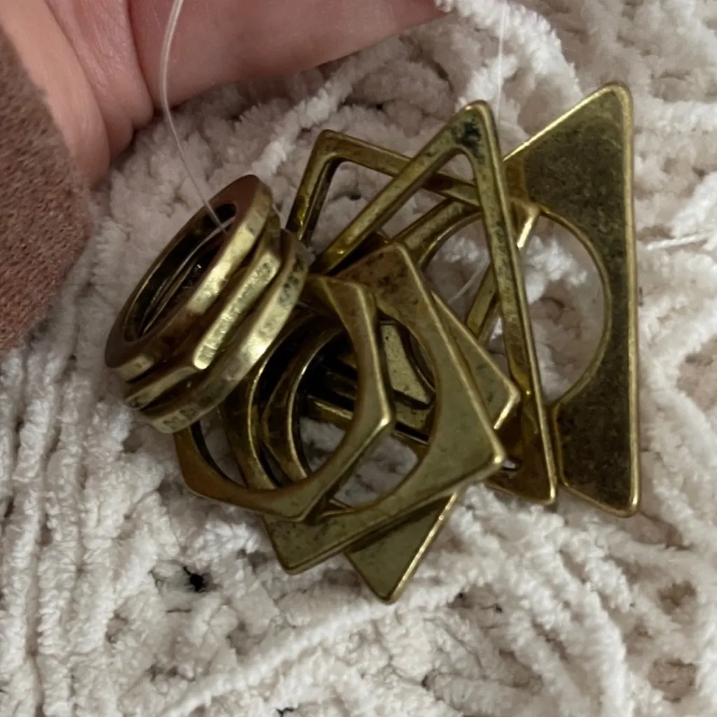 NWOT Free people aged gold shapes stacking rings stackable minimal geometric - Image 6