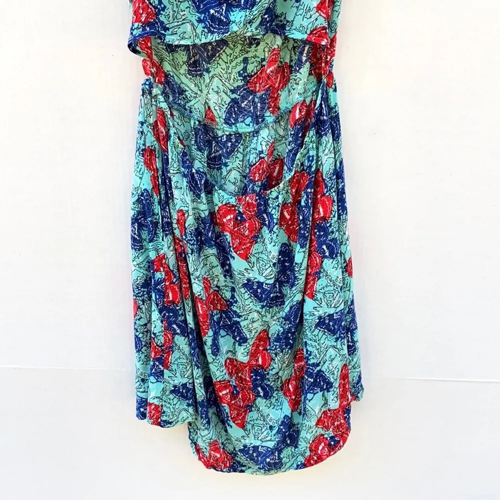 Tulle brand Womens Size Small blue butterfly print sleeveless dress cutout back - Image 4