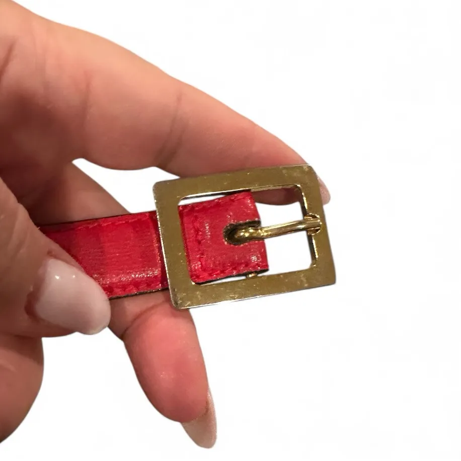 Paloma Picasso Red X’s Goldtone Thin Leather Belt Vintage 33” Size Small - Image 5