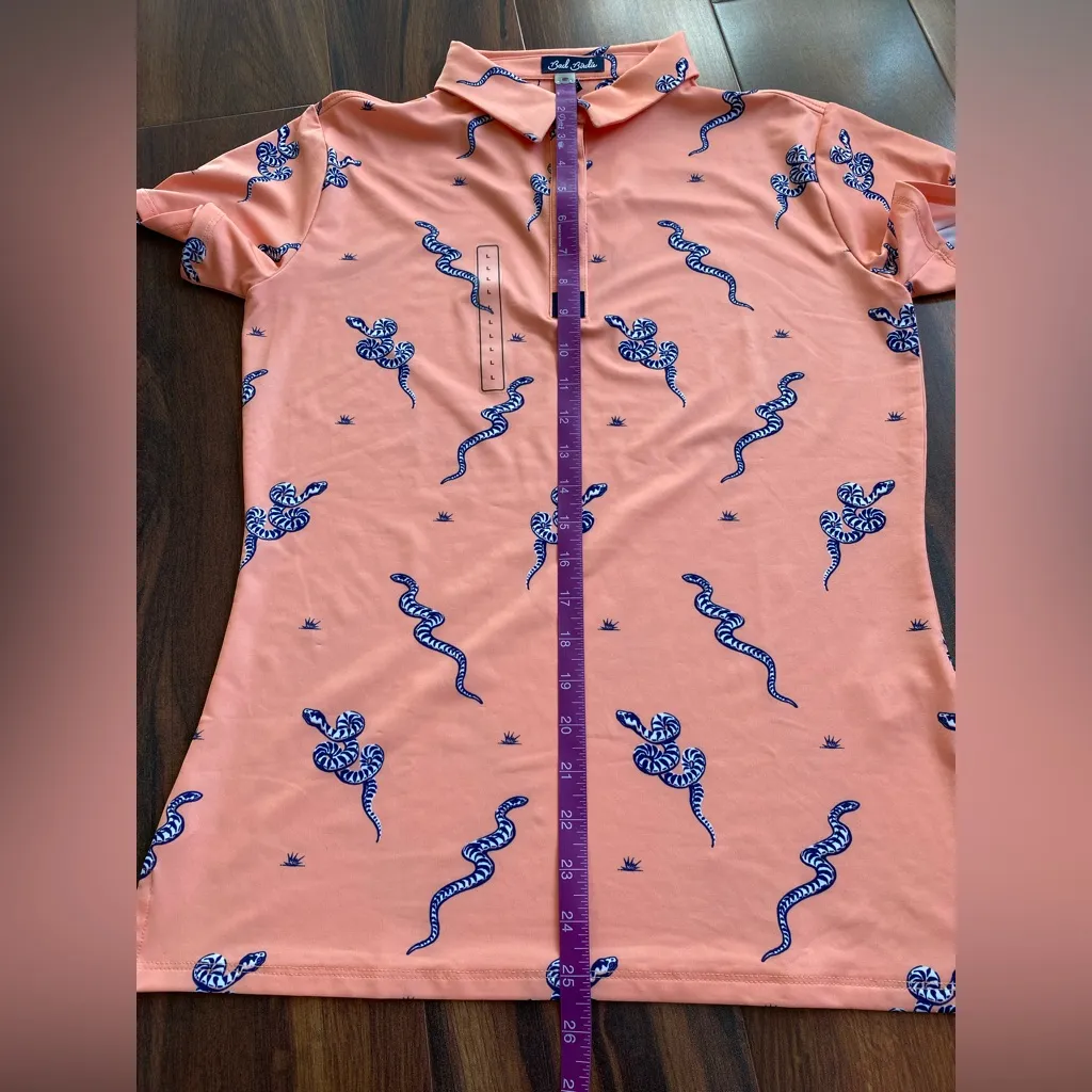 Bad Birdie Sidewinder Snake Performance Polo Short Sleeve Shirt Peach Orange Size L - Image 5