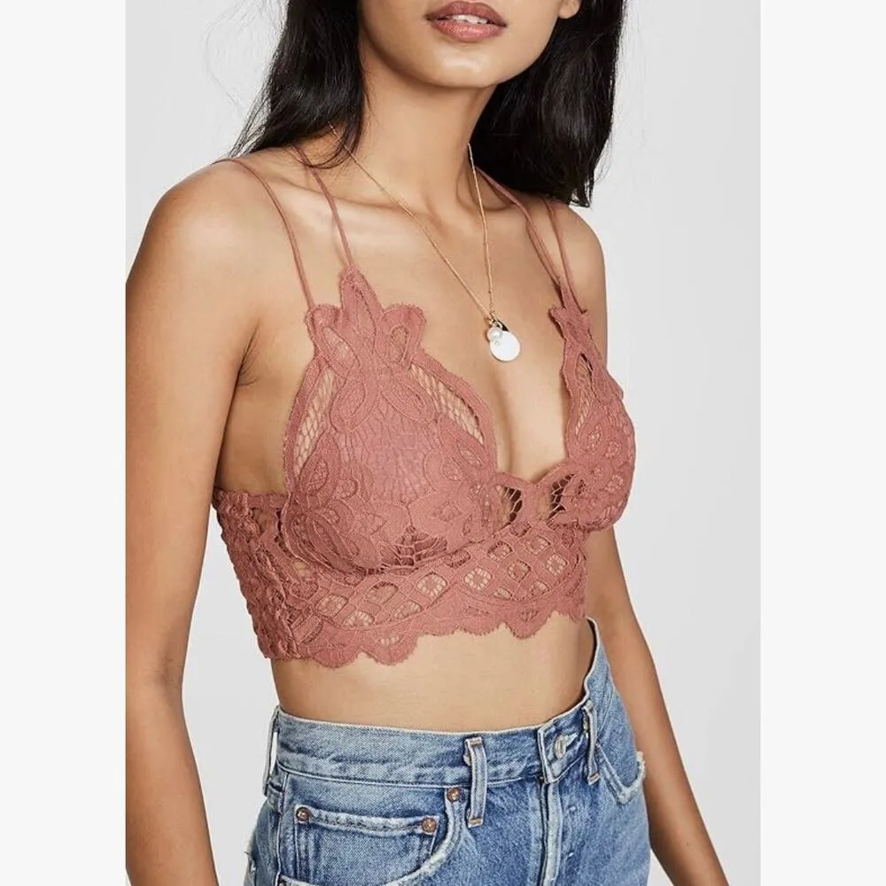 Free People FP One Adella Bralette Lace Strappy Adjustable Spaghettie Straps XS - Image 10
