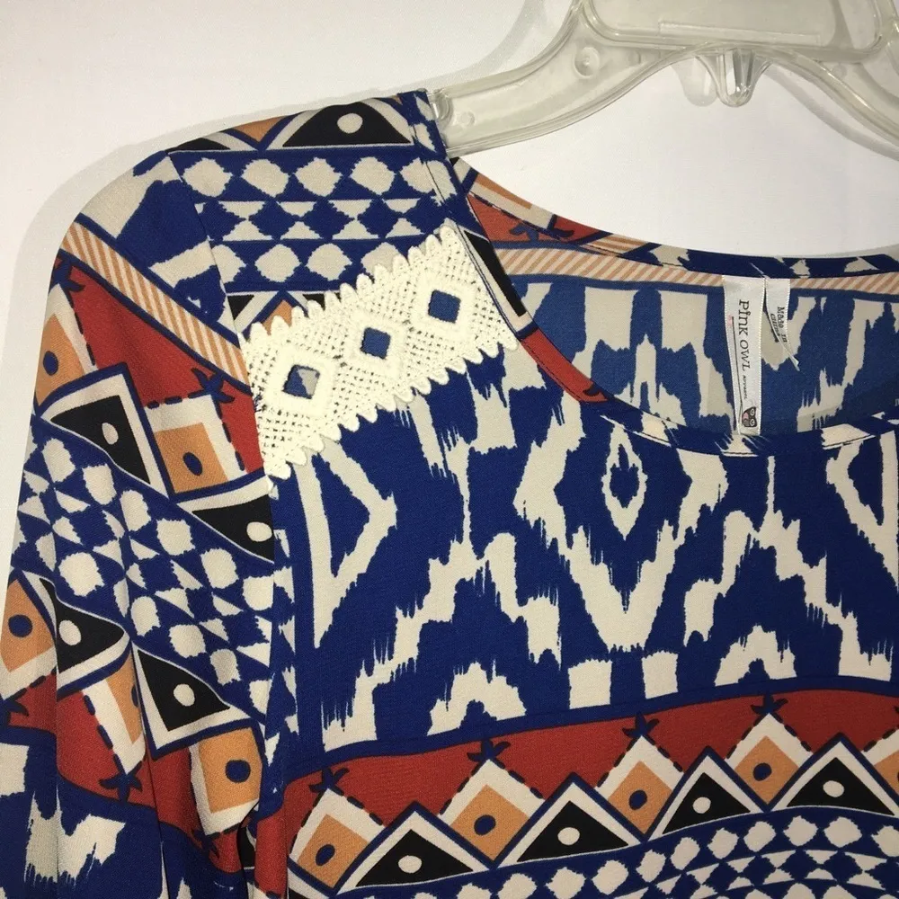 Pink Owl Womens Bell Sleeve Top Size Small - Image 2