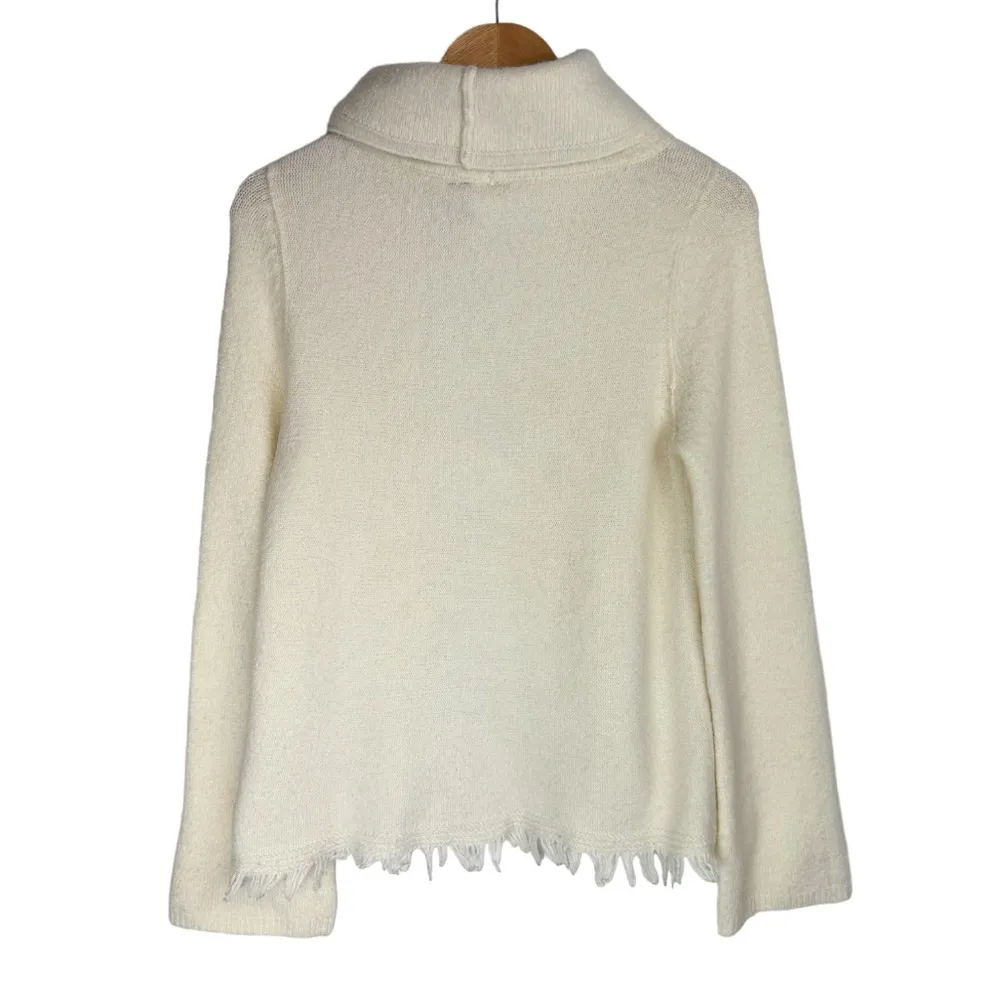 Anthropologie Akemi Kin Wool Alpaca Turtleneck Sweater Sz Small Fringe Trim - Image 3