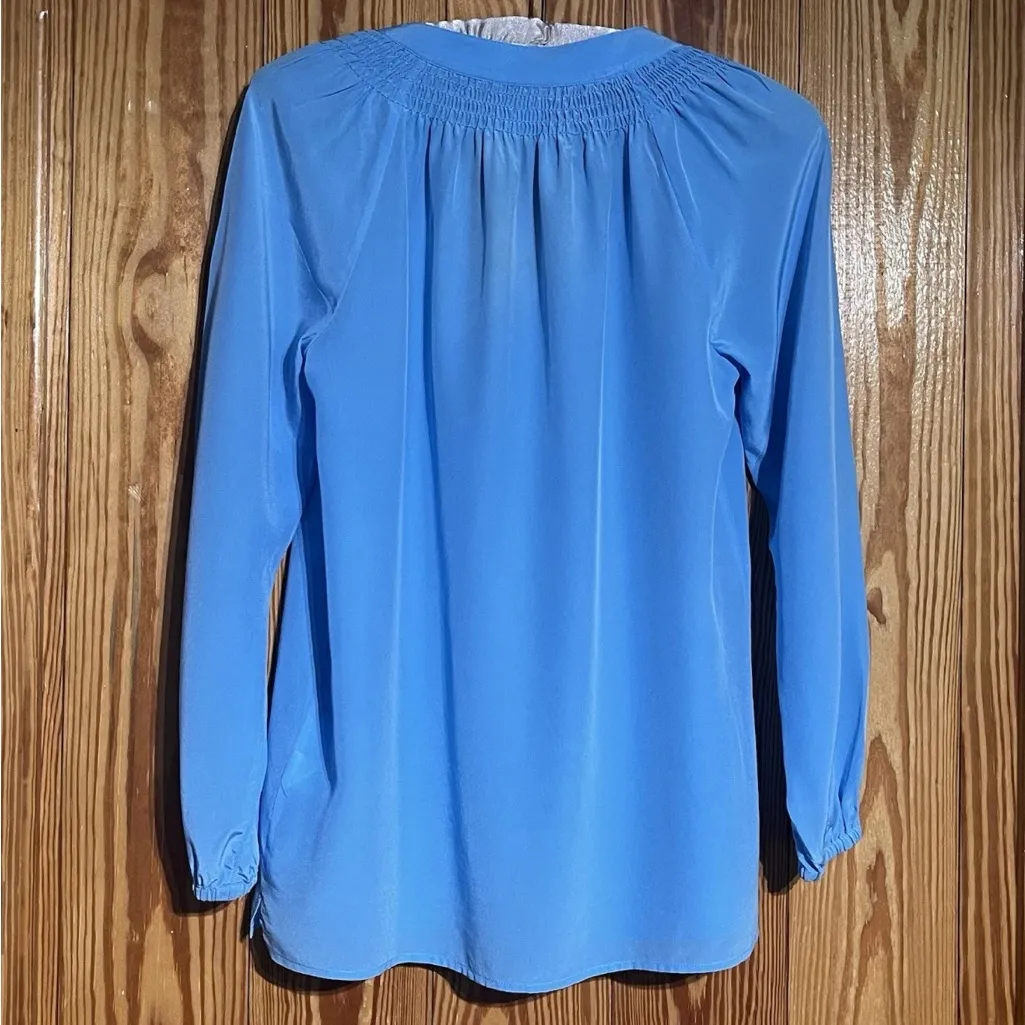 LILLY PULITZER Elsa 100% Silk Top Caribbean Blue Size XS MSRP $178 - Image 7