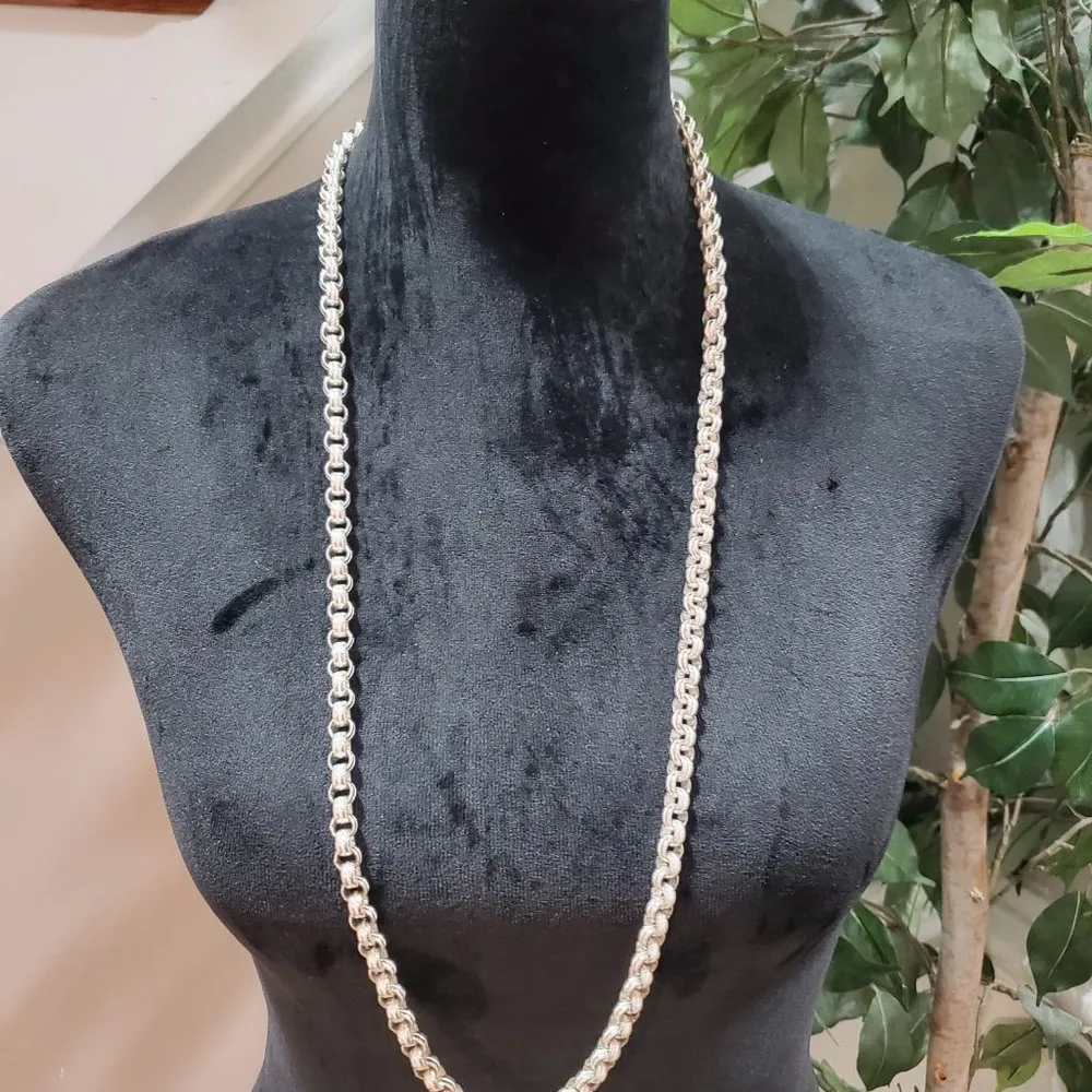 Women's Silver Oval & Double Oval Link Chain Necklace - Image 2