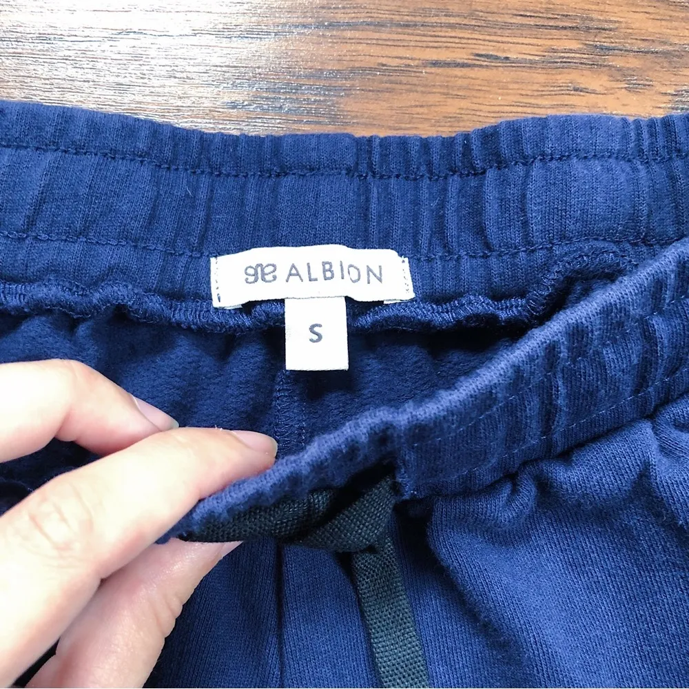 Albion Fit • navy blue 100% cotton shorts lounge pj cozy knit terry sweatshirt - Image 4