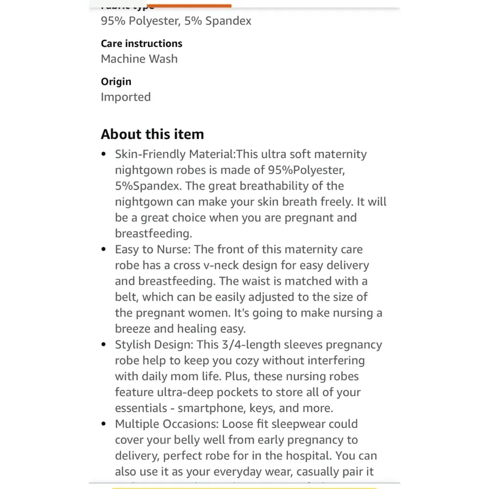 Maternity Nursing Robe Wrap Grey Lightweight 3/4 Sleeve Pockets Small Women’s - Image 8