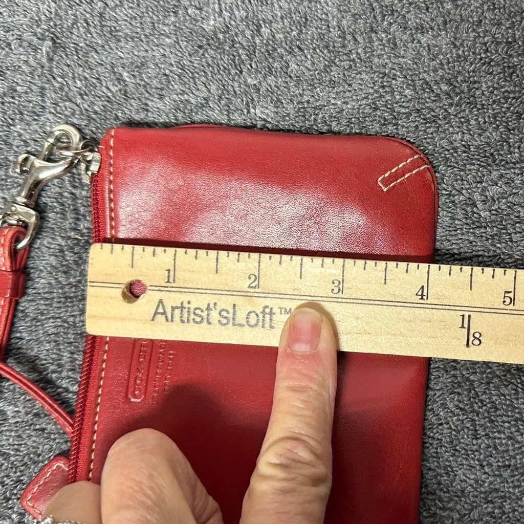 Coach Cherry Red Leather Wristlet - Image 9