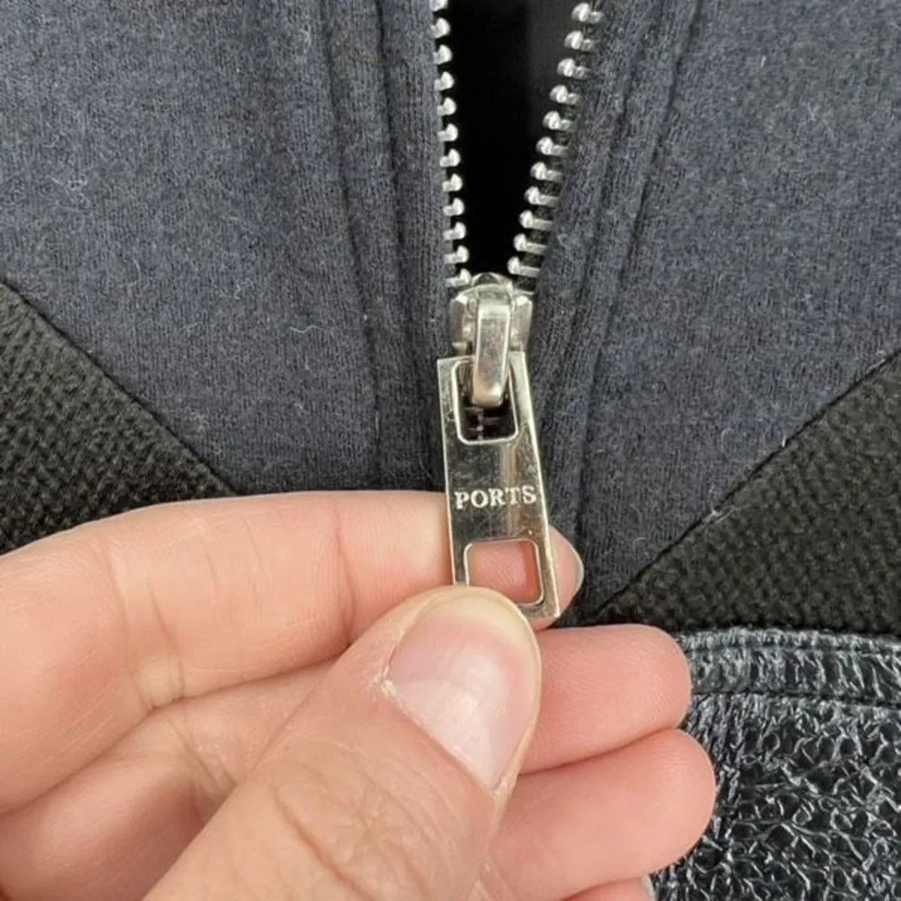 Portspure womens Mixed Fabric Full Zip Sweater Size 38 (French Size) Medium wool Black - Image 5