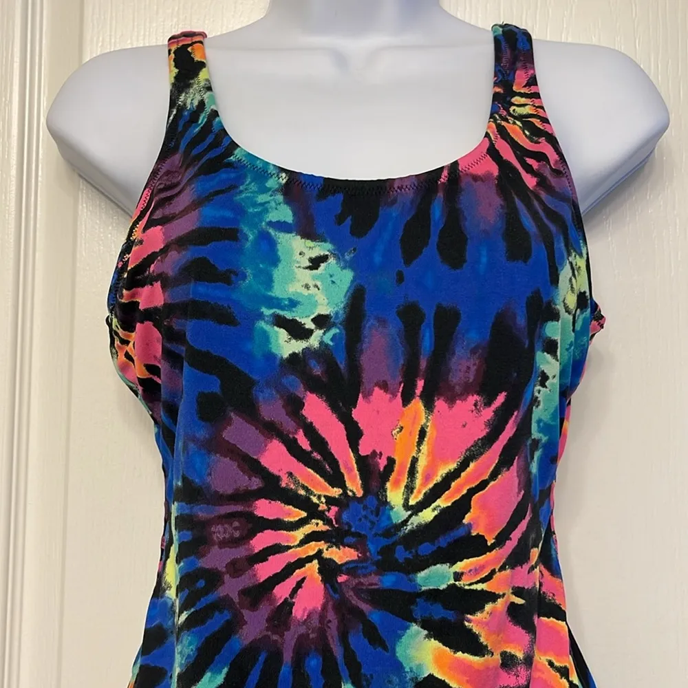 Victoria's Secret PINK ACTIVE Tie-Dye Multicolor Black Swimsuit Size XS EUC - Image 3