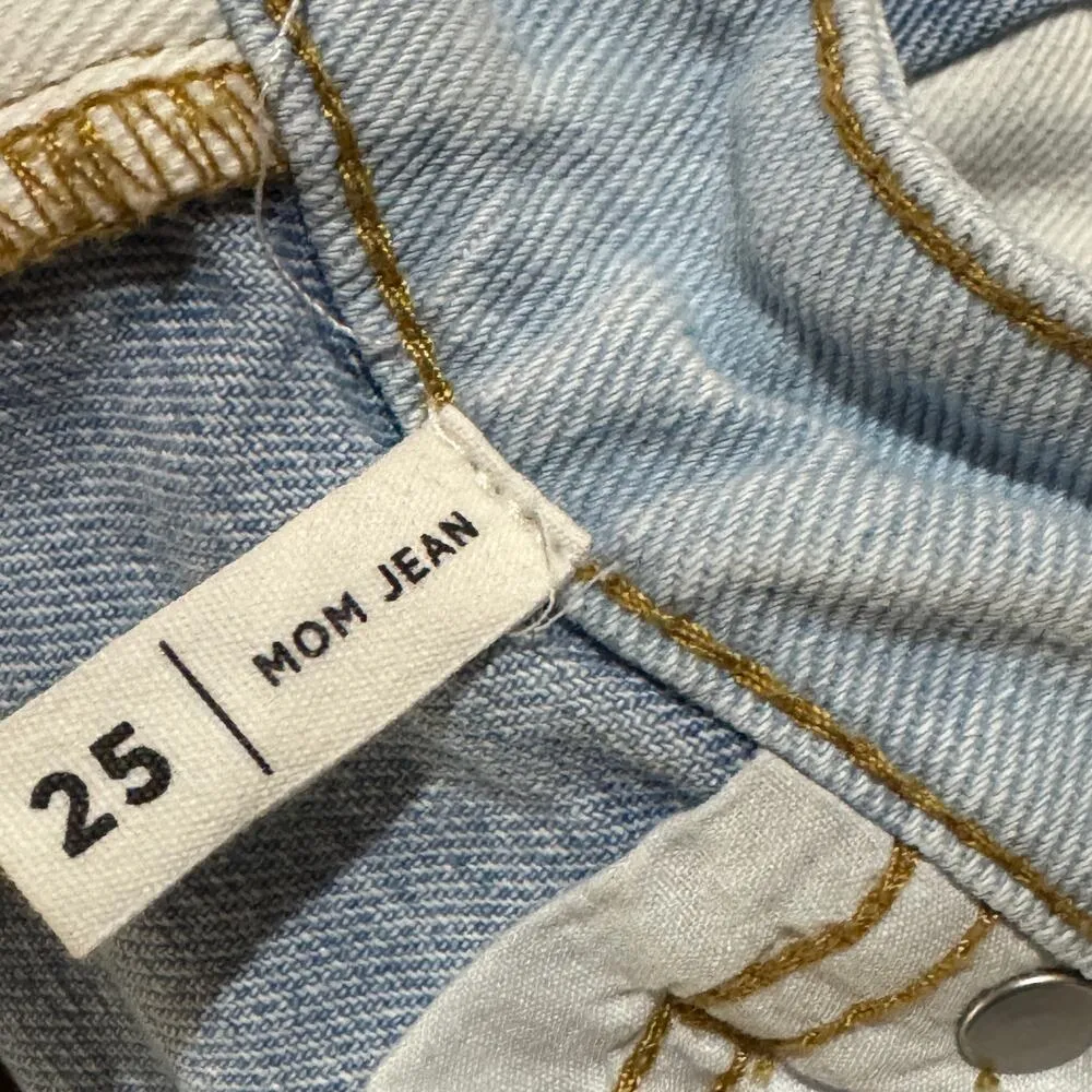 Pacsun SZ 25 Hopper Patch Mom Jeans Hi-Rise Relaxed Leg Zip-Fly Rigid Blue - Image 10