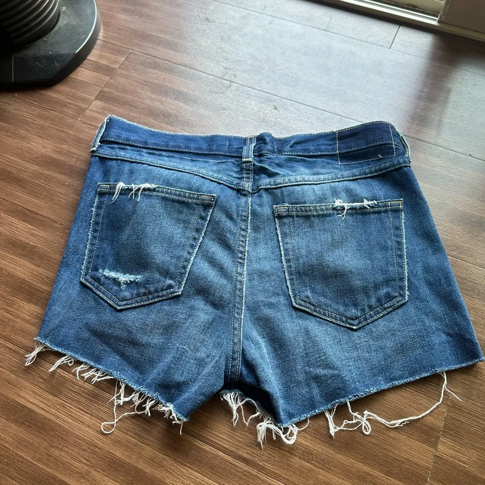 NWT AMO tomboy shorts in blue nile with distress jean shorts high rise denim 27 - Image 5