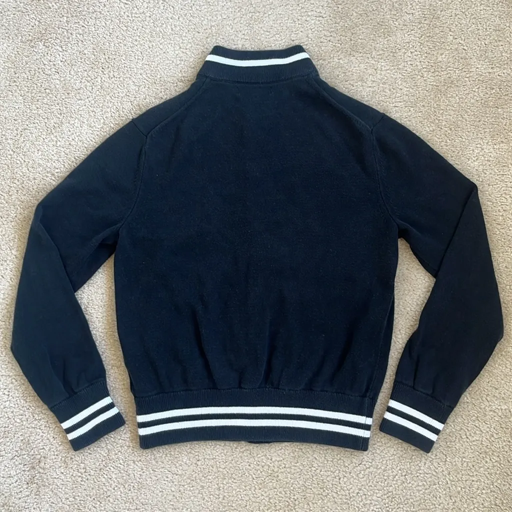 Banana Republic Varsity Bomber Snap Front Cardigan Sweater Black Women’s Small - Image 2