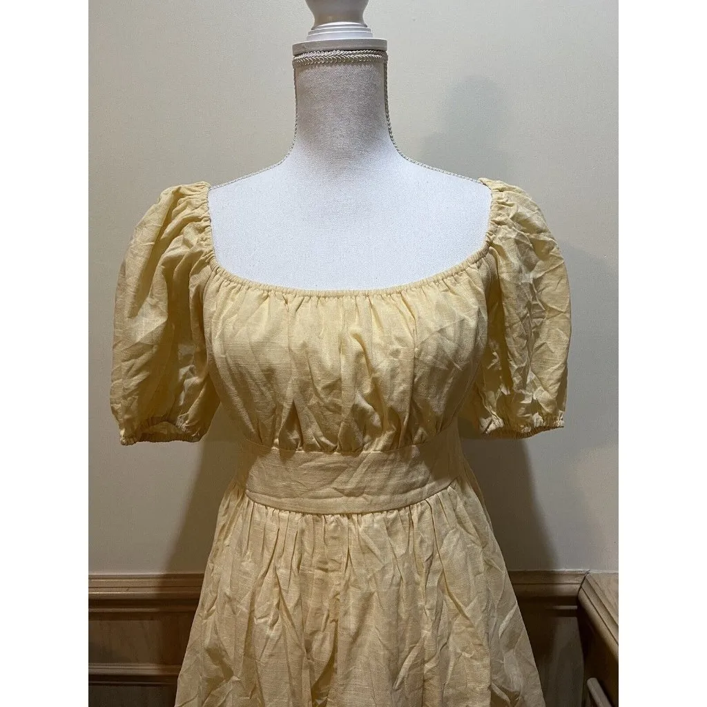 Shein Peasant Style Dress ~ Yellow~ Cut Out Back ~ Size Medium - Image 2