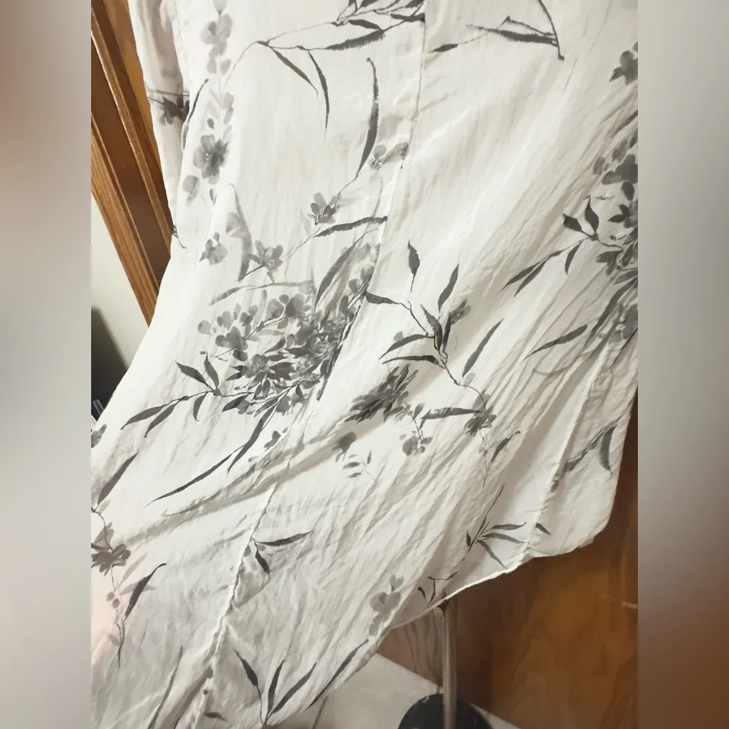 Rosemarine Made In Italy 100% Silk Floral Balloon Hem Blouse Top Small White - Image 12