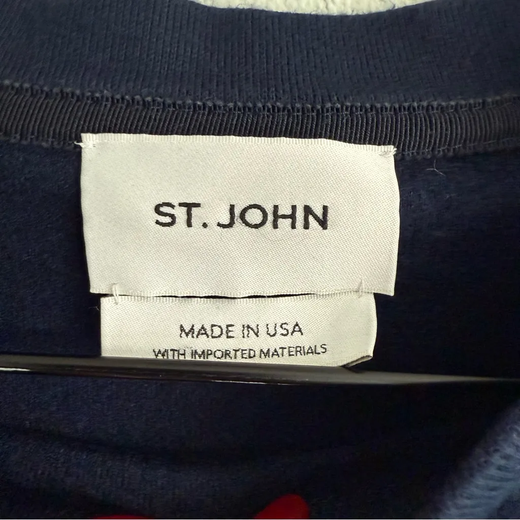 St. John Navy Blue Crewneck Sweater. Size tag is cut off.  Looks like a Small - Image 6