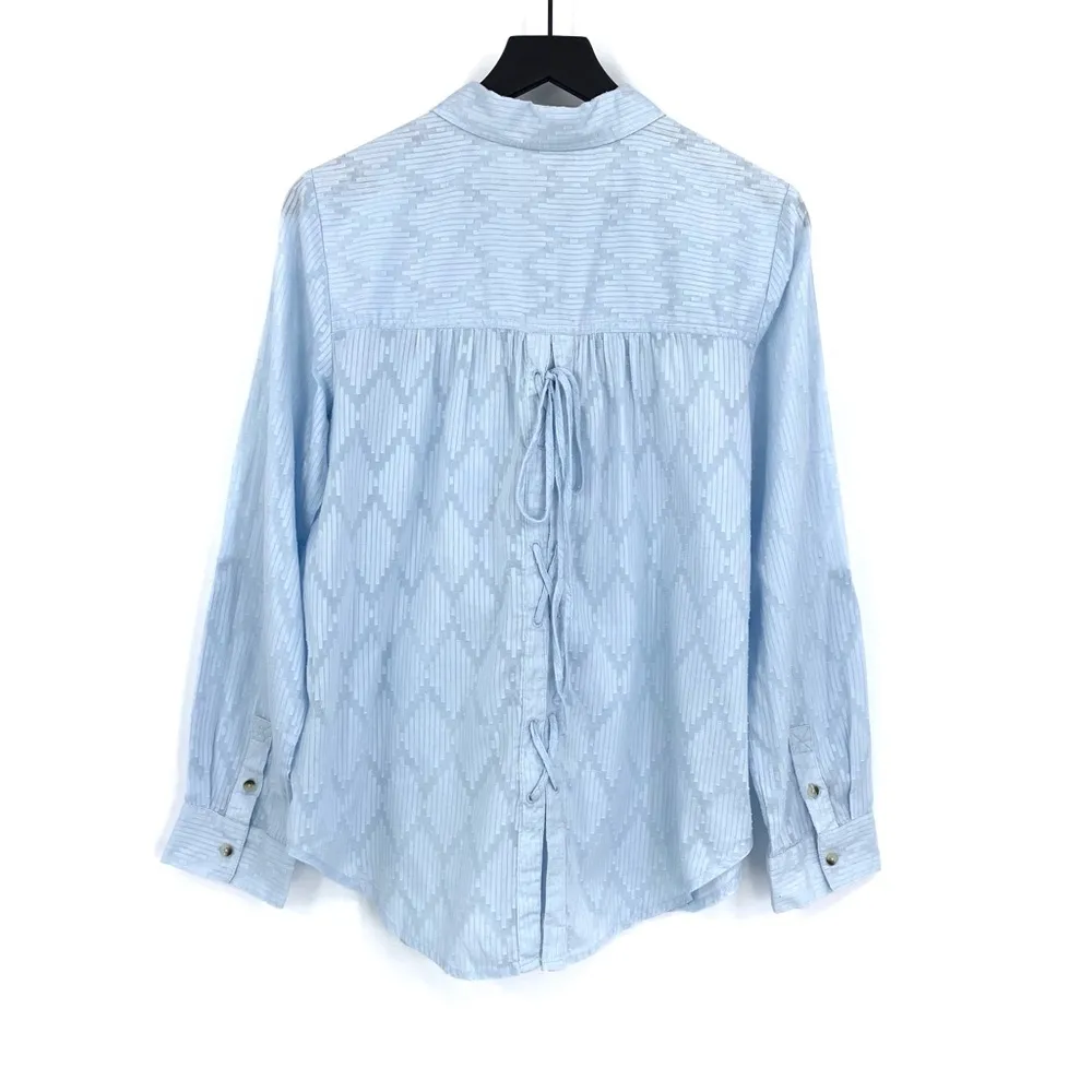NWT CAFFE MARRAKESH Clipped Jacquard Button Down Shirt Light Blue M Size M - Image 8