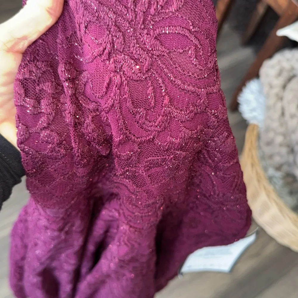 City studio purple sparkle off the shoulder high low dress from MACYS NWT Size 1 - Image 3