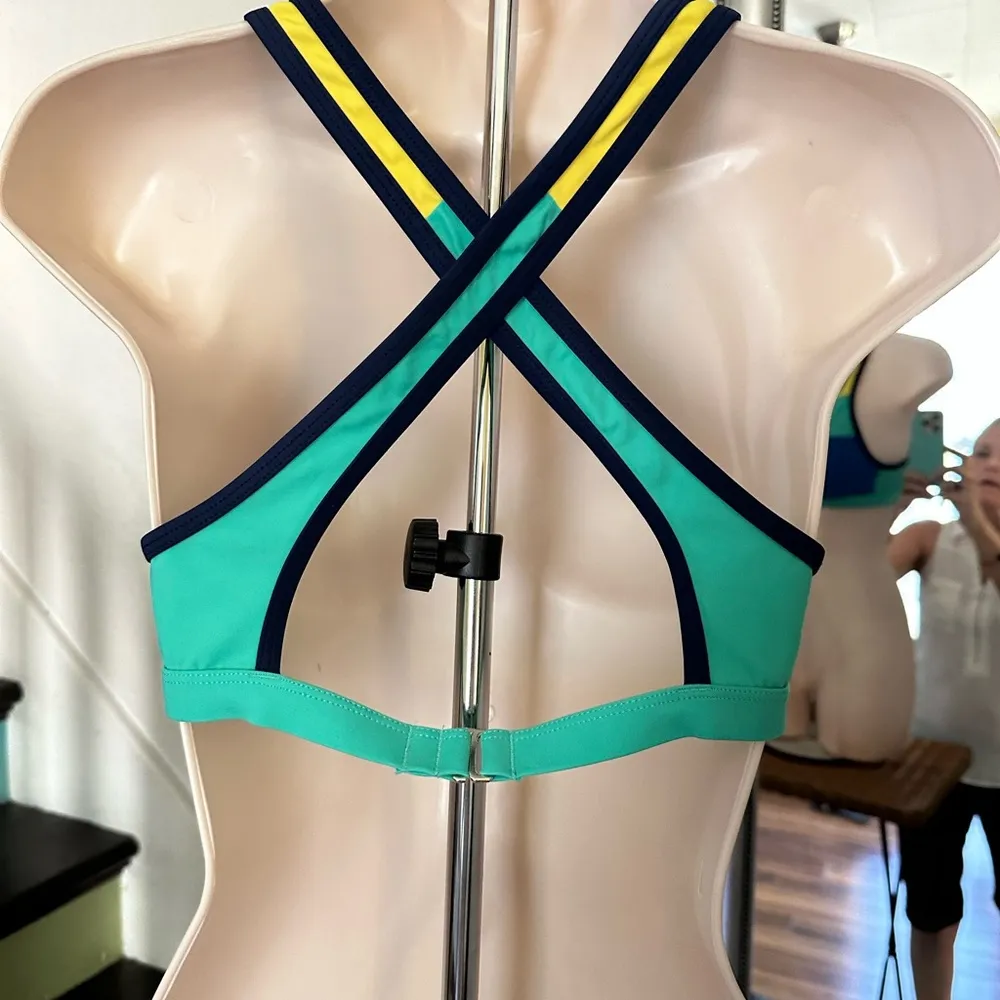 Jag Sport Blue/Turquoise/Yellow Bikini Top Size L Blue Size L - Image 2