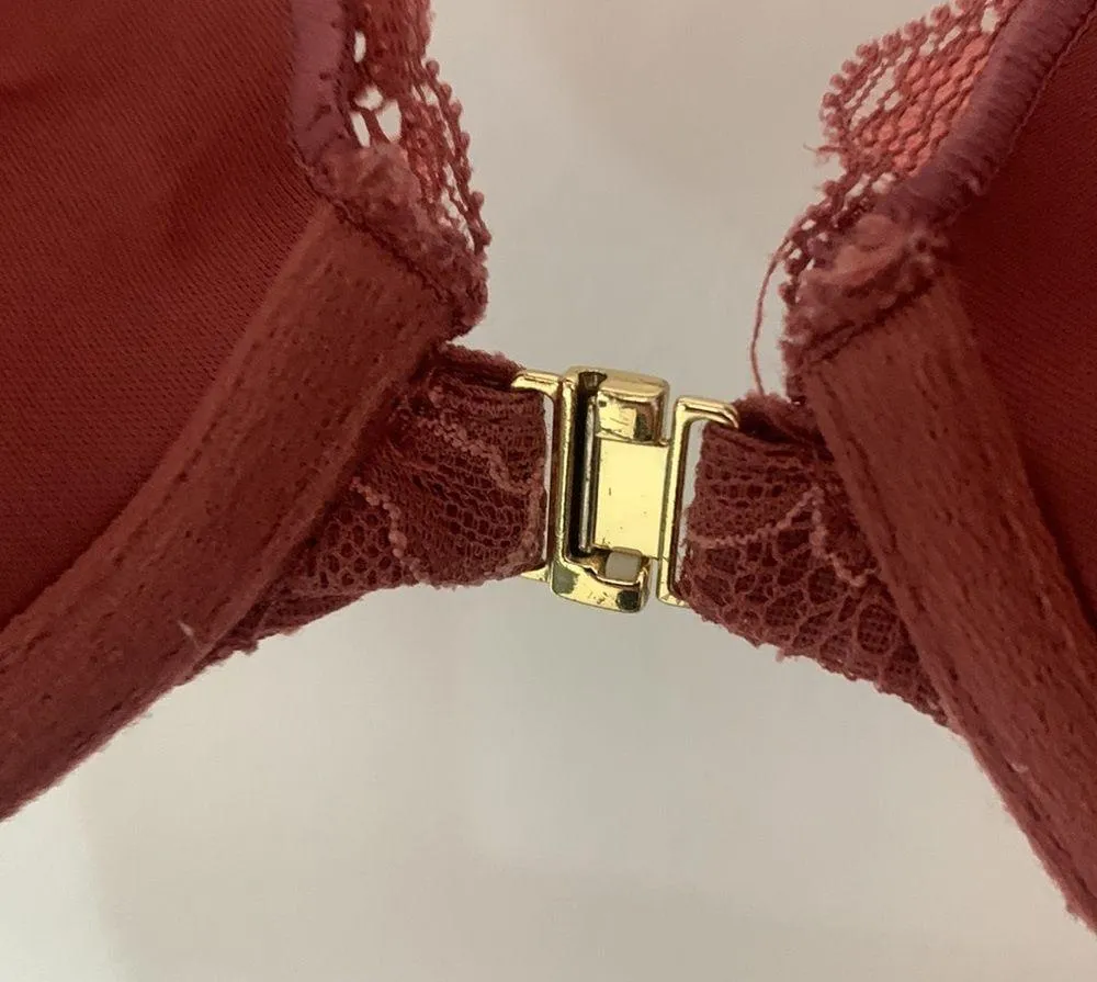 Pink Lace Extreme Push Up Bra Front Closure / 34B - Image 7