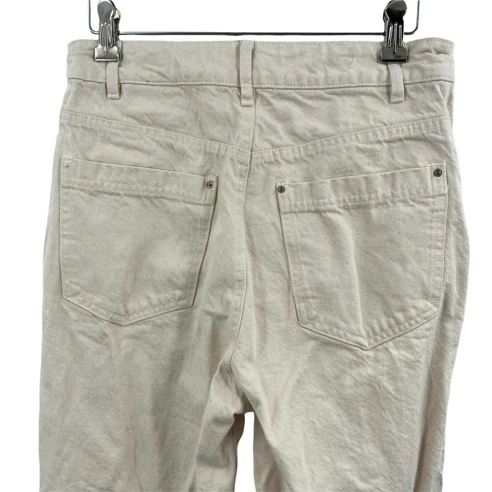 Zara Cream High Waist Tapered Leg Jeans Size 4 - Image 5