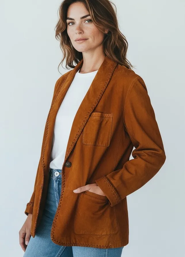 VTG LNR La Nouvelle Renaissance Genuine Leather Jacket Whipstitch Size Large? Brown - Image 1