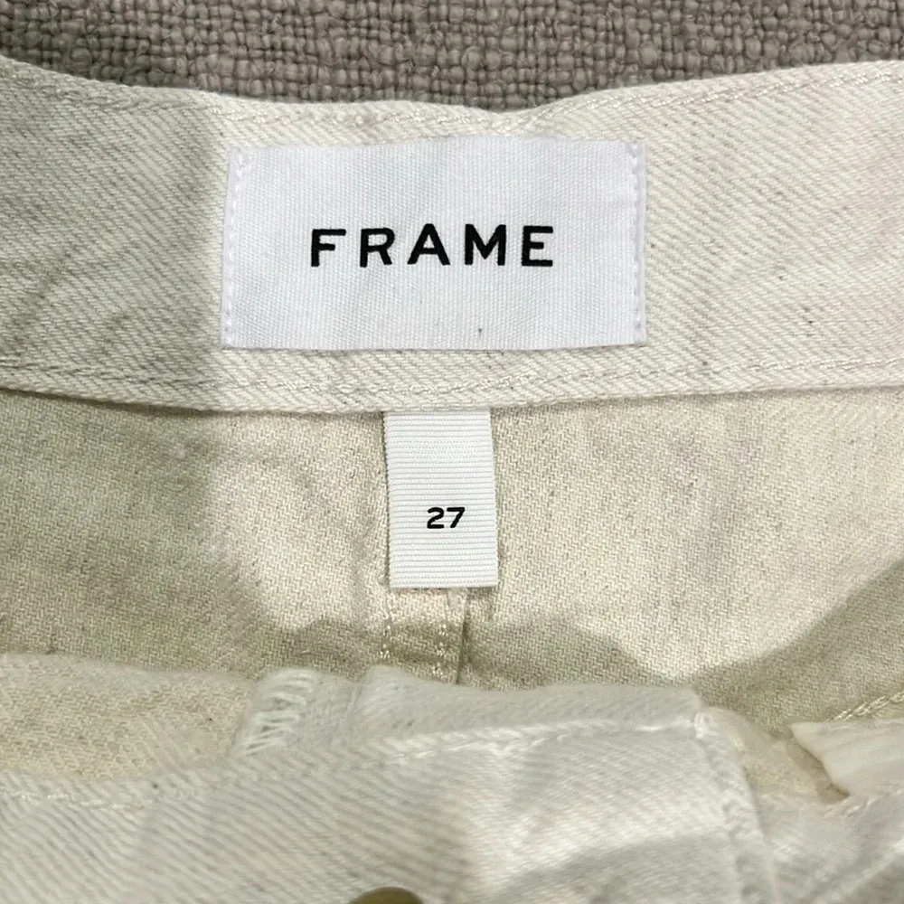 Frame Le Brigette Denim Shorts Cotton Linen Blend in Au Natural Sz 27 - Image 9