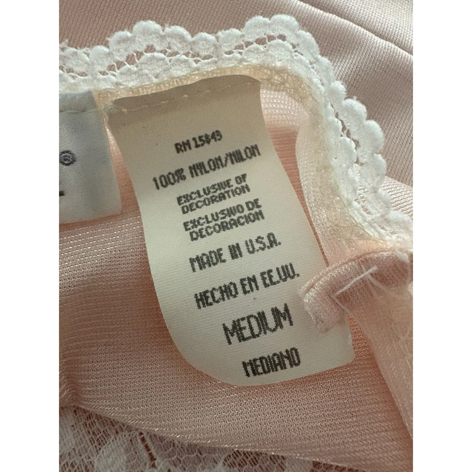 Vintage Adonna Nightgown Size M Pink Sheer Satiny Negligee Lace Fairy Whimsy* Size M - Image 12