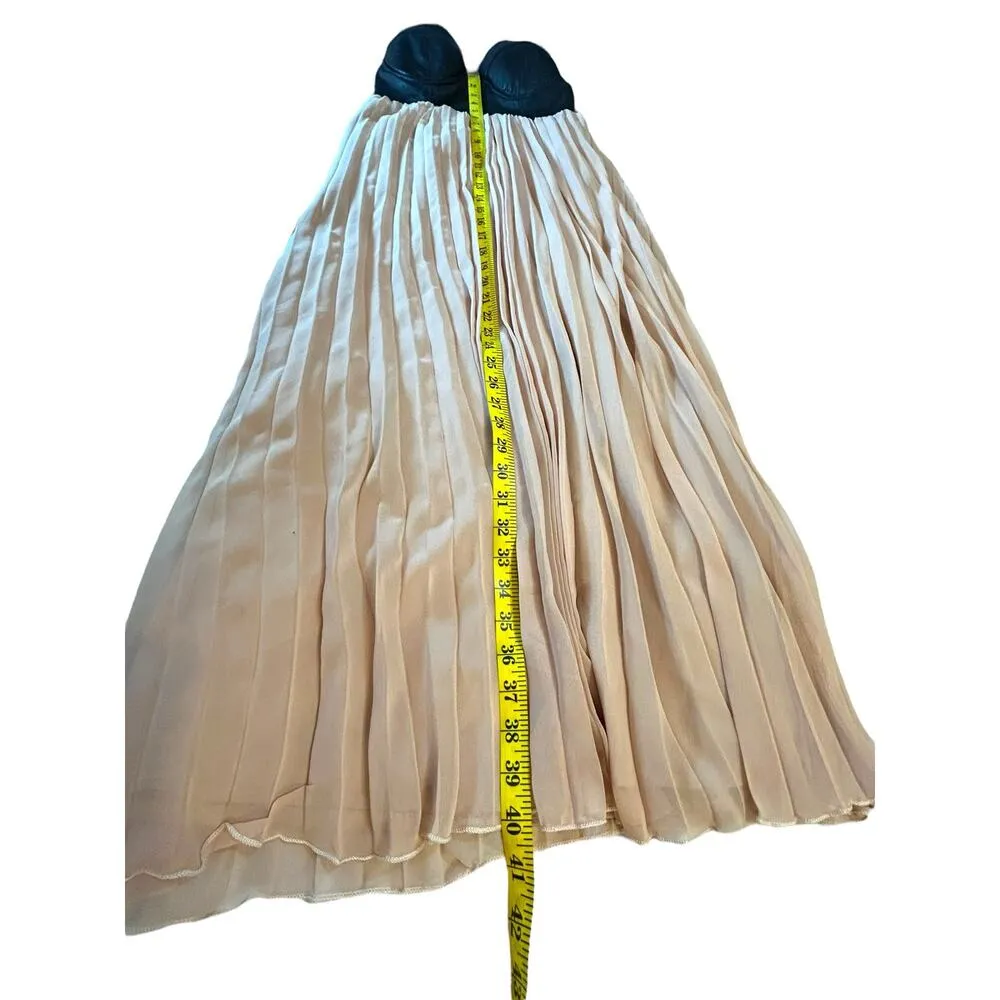 Reverse Black Faux Leather Bustier with Pink Pleated Skirt Dress - Size M - Image 6