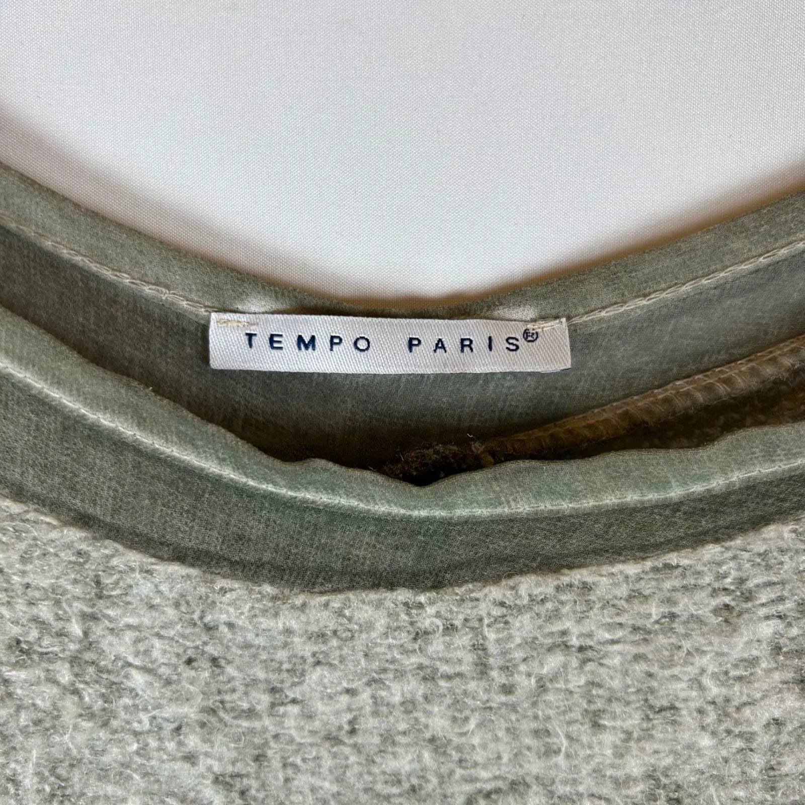 Tempo Paris Women's Knit Sweater Italian Wool‎ Blend Lace Back Olive Green - Image 3