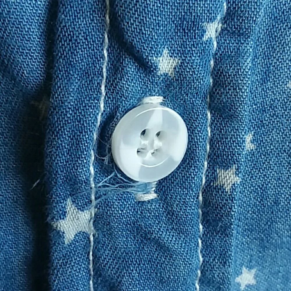 Ellison blue button up cotton shirt white stars - Image 6