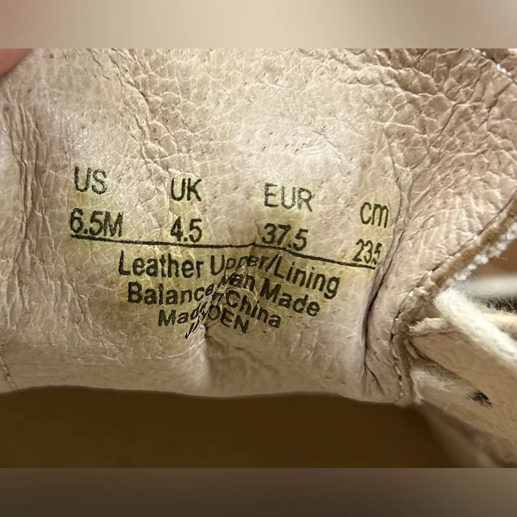 Sam Edelman Women’s Size 7 Jayna Tan Nude Silver Stud Lace Up Oxford Flats Shoes - Image 5