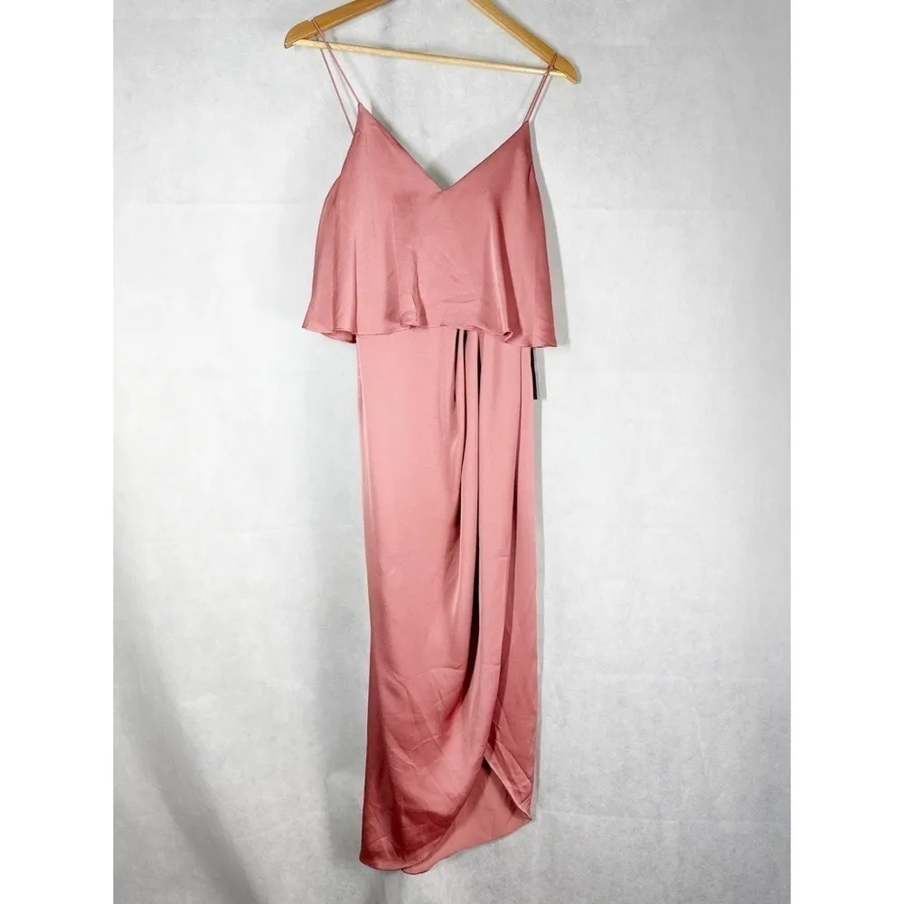 Shona Joy Luxe Cocktail Pink Rose Frill Dress Size US 2 - Image 2