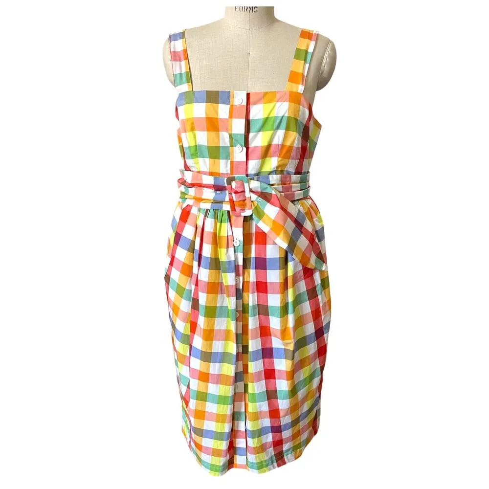 Christopher John Rogers x Target Multicolor Check Gingham Midi Dress Size 12 - Image 4