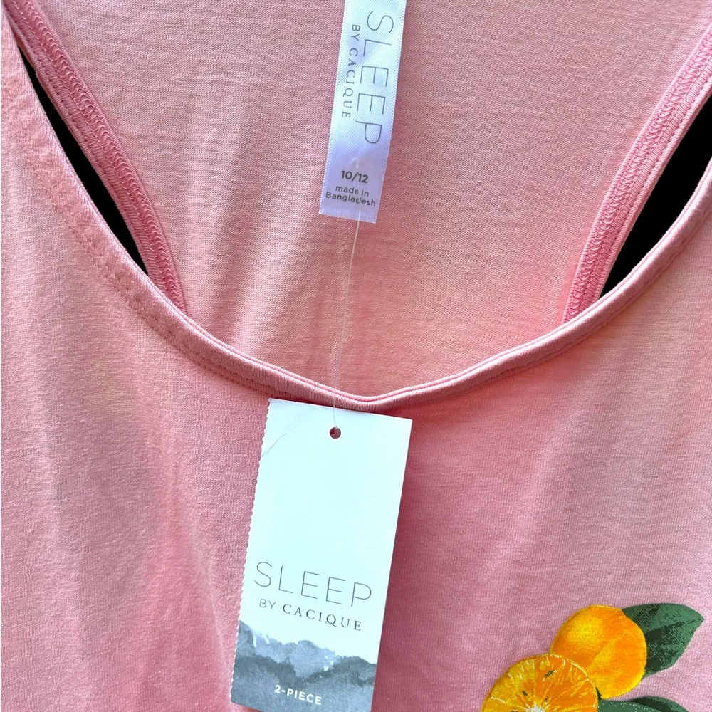 NWT Sleep by cacique grey pink scoop neck sleeveless stretch sleepwear top 10/12 - Image 3