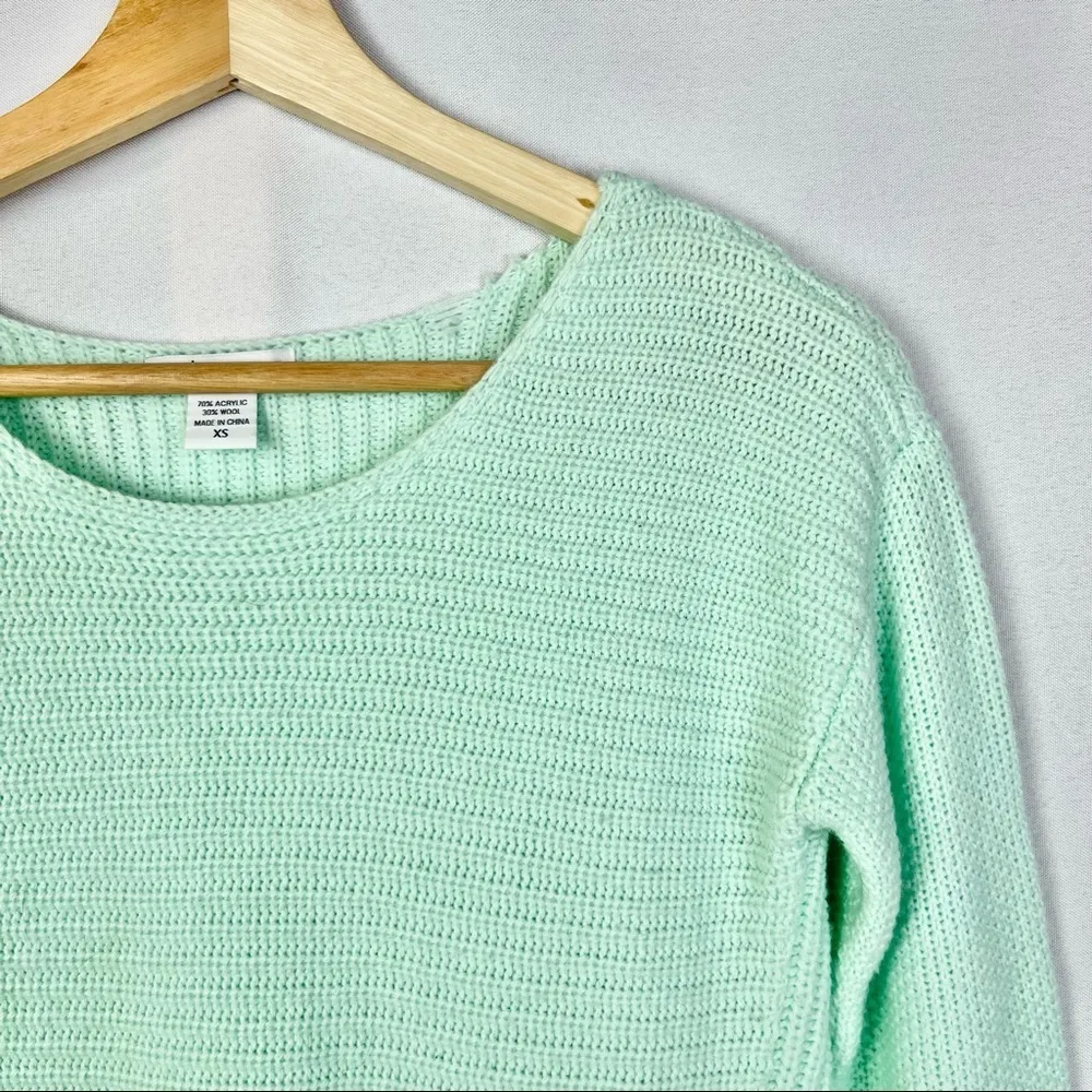 Bar III Mint Green Knit Side Waist Zip Pullover Sweater XS - Image 5