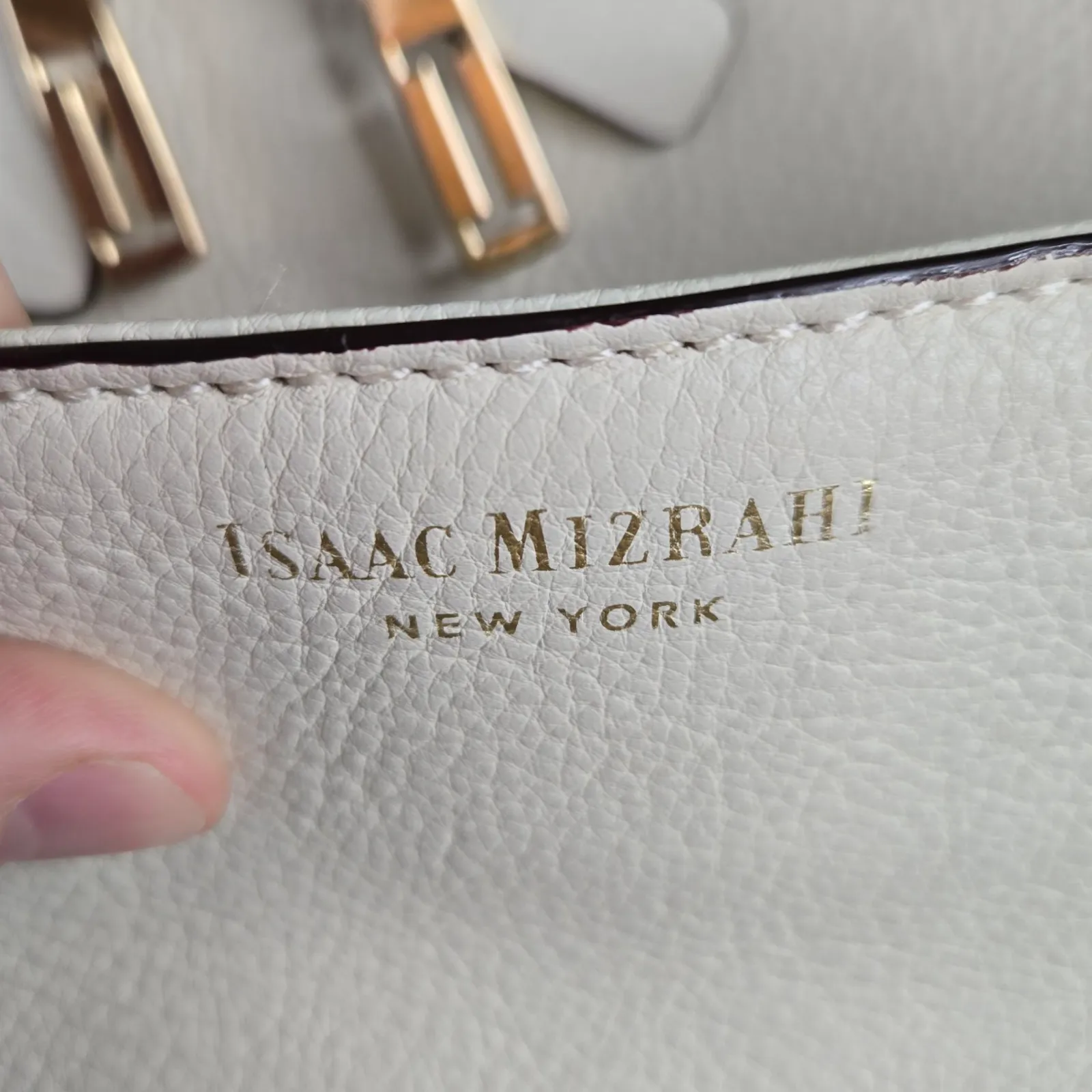 Isaac Mizrahi Ivory White Claudette Tote Bag Leather Satchel Shoulder Handbag - Image 3