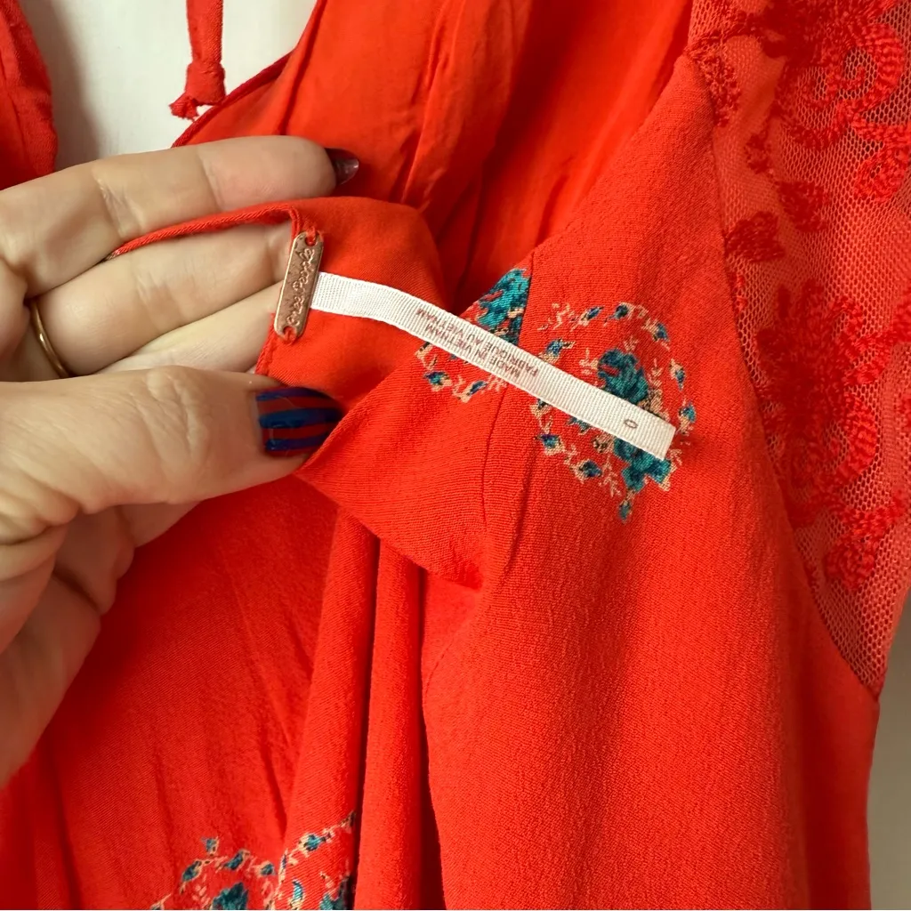 Free People Mockingbird Mesh Inset Floral Mini Dress 0 - Image 6