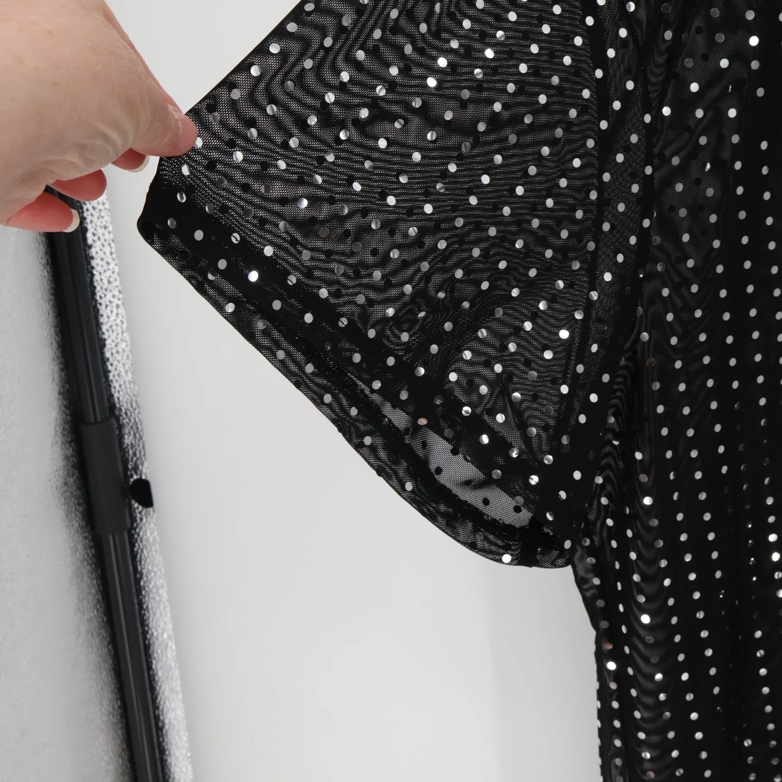 Black Mesh‎ Sequin Tunic Dress Oversized Sheer T - Image 3