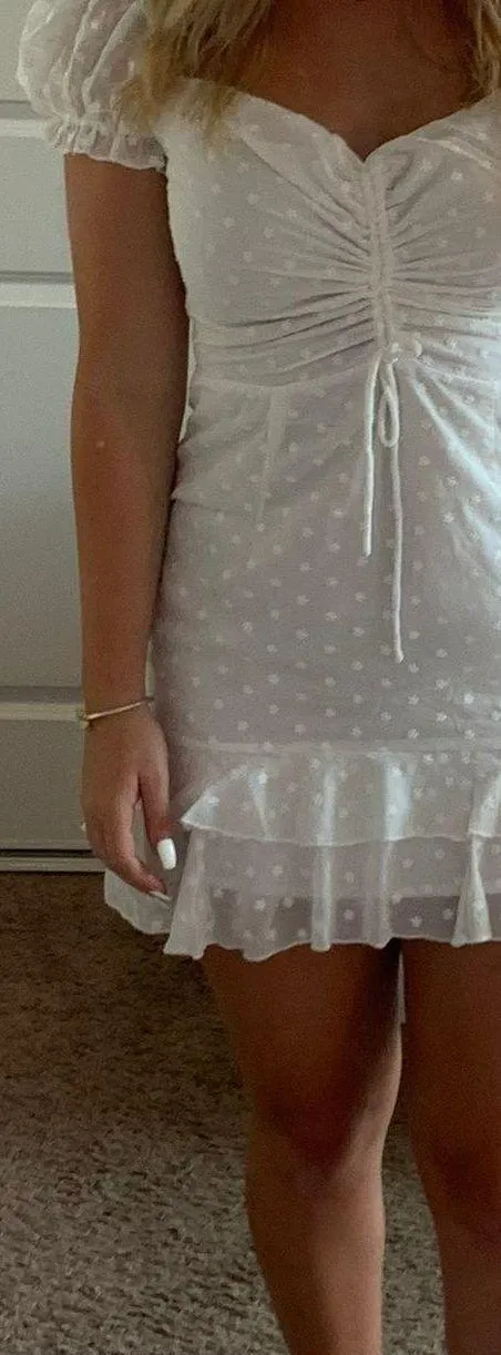 White Puff Sleeve Dress - Image 3