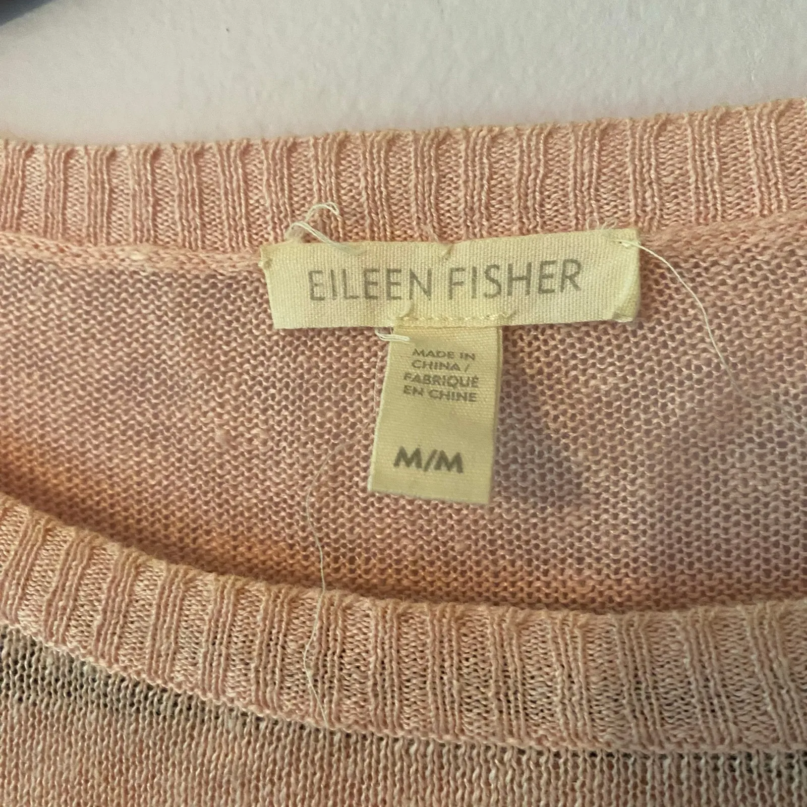 Eileen Fisher Light Pink 100% Linen Lightweight Crewneck Sweater Women's Medium - Image 2