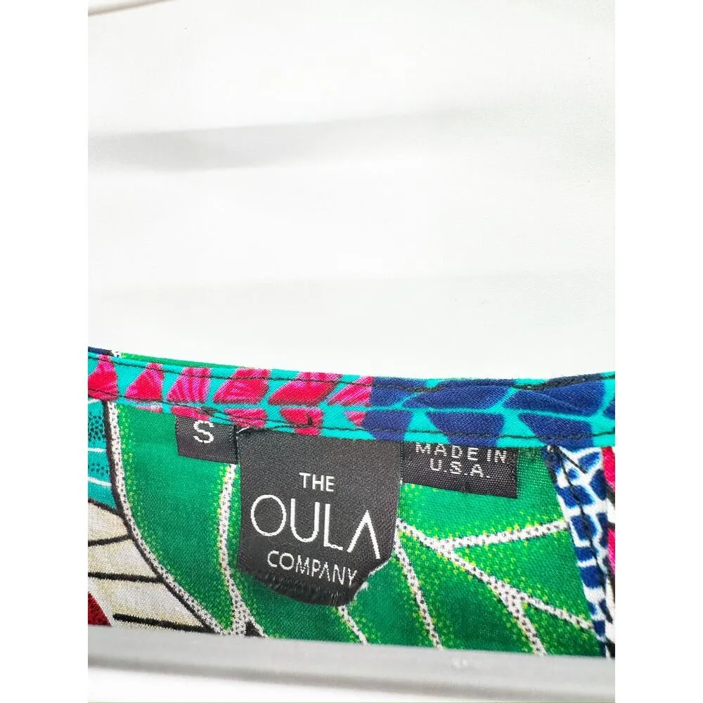 OULA Caftan in Botanical Multi Belted Floral Dress Size S - Image 4