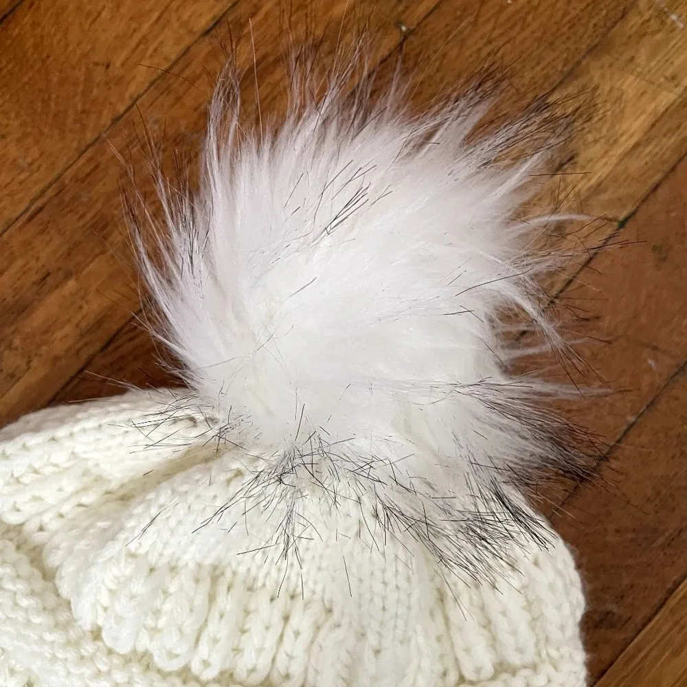 Furtalk white winter hat pom pom warm cold weather took beanie comfortable knit - Image 3