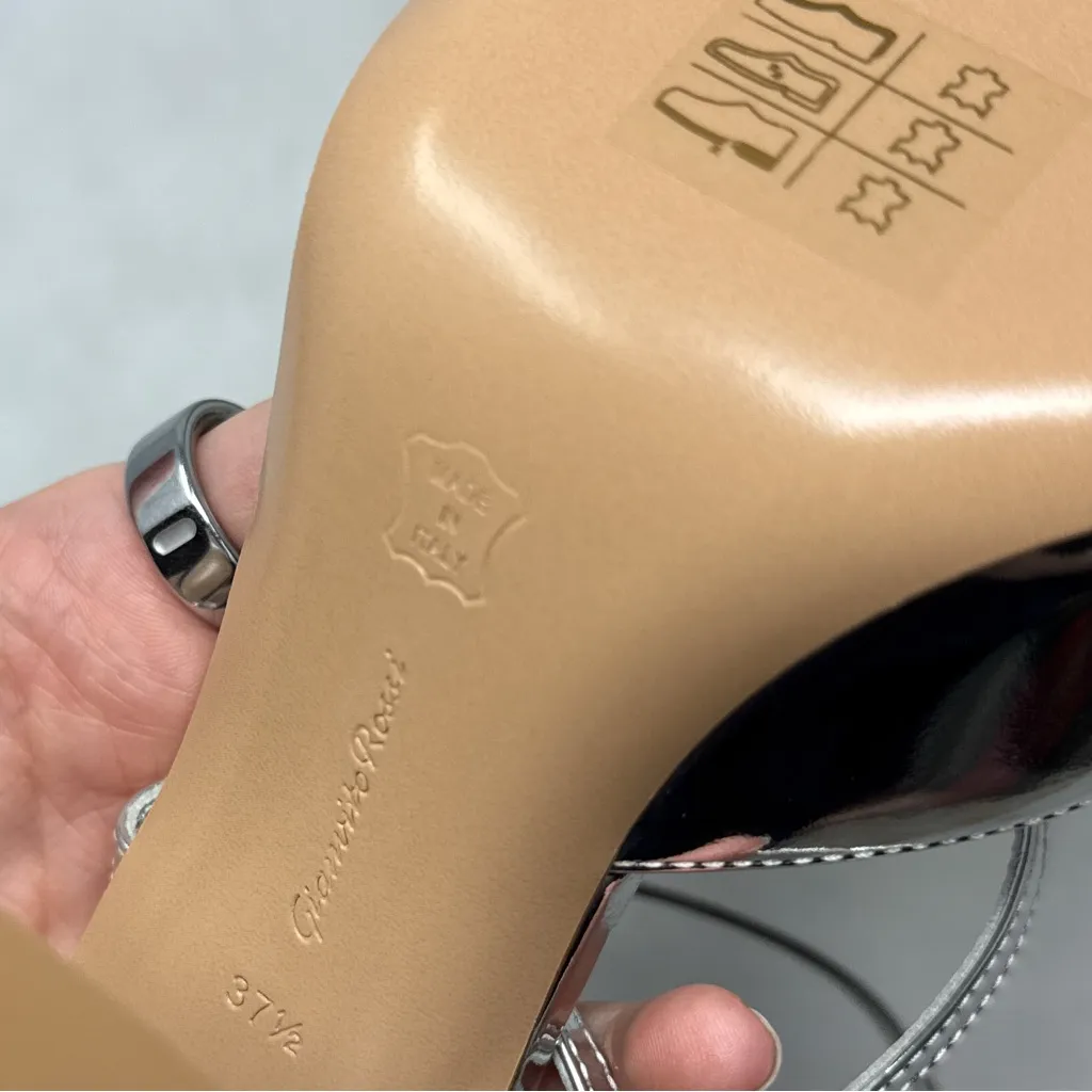 NEW Gianvito Rossi Ludovica Mirrored Chrome Square Toe Block Heel Pumps Silver - Image 11